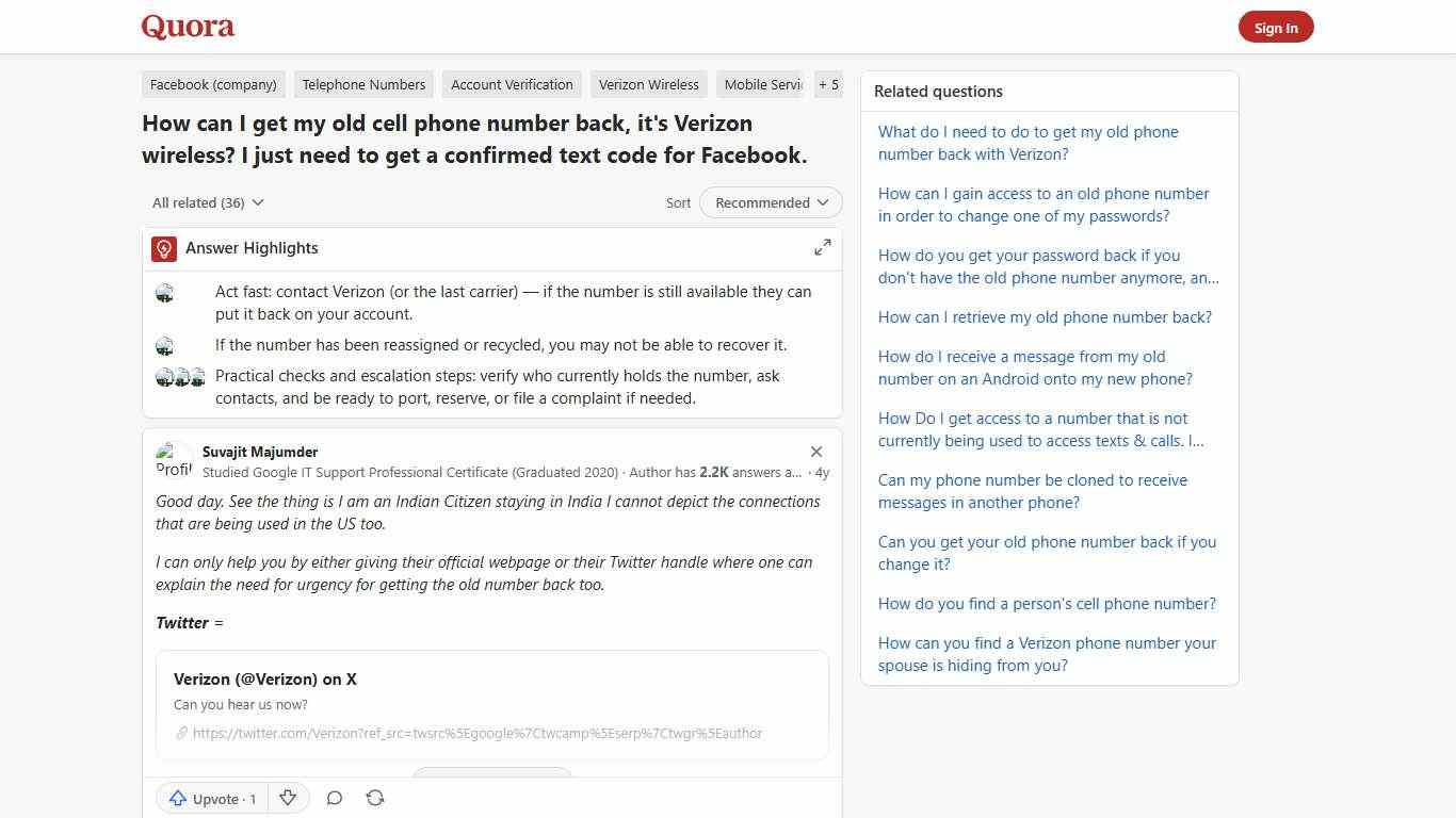 How to get my old cell phone number back, it's Verizon wireless - Quora