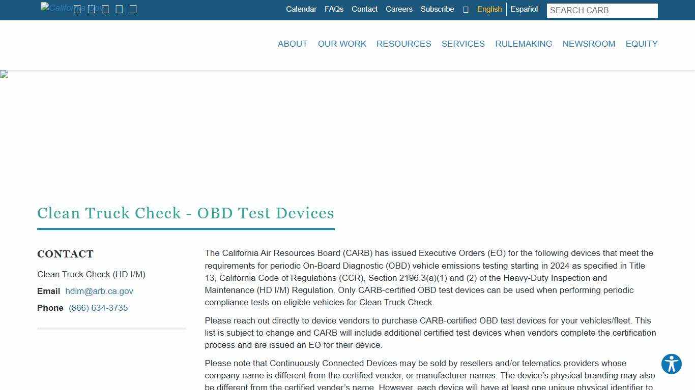 Clean Truck Check - OBD Test Devices California Air Resources Board