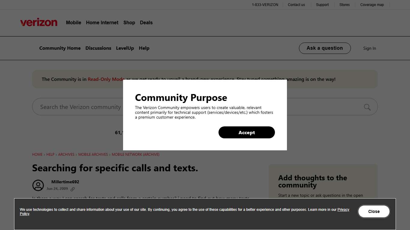 Searching for specific calls and texts. - verizon